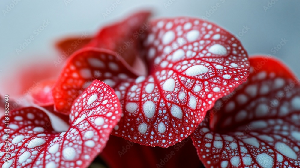 Dew-Kissed Red Plant Close-up Dew-Kissed Red Plant Close-up