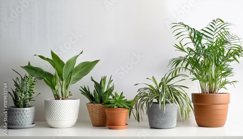 Wallpaper Mural collection of various houseplants displayed in ceramic pots with background potted exotic Torontodigital.ca