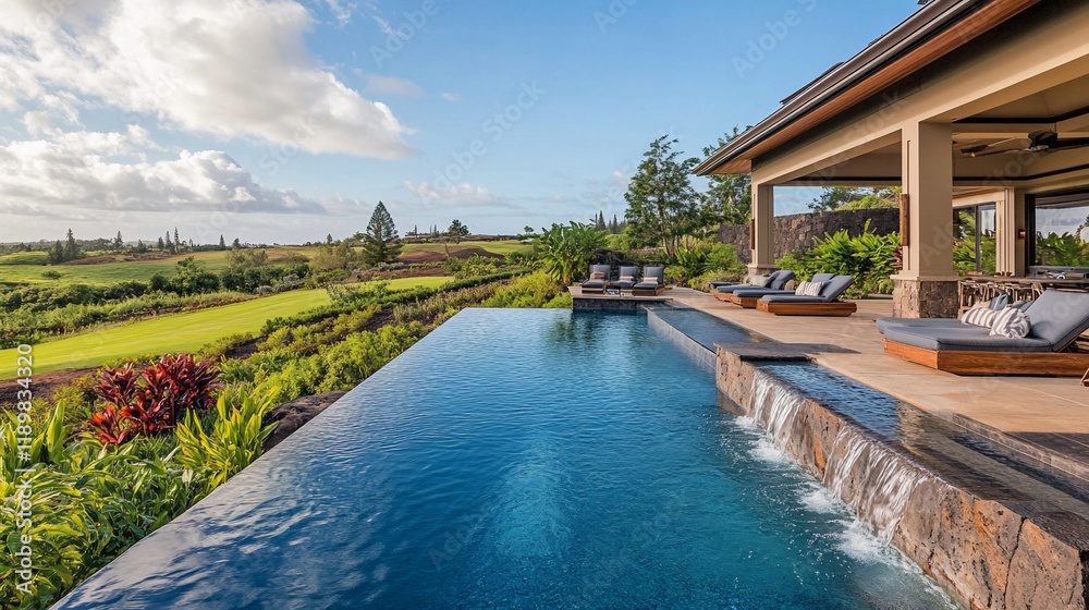 Luxury Poolside Paradise: Infinity Pool with Breathtaking Golf Course Views