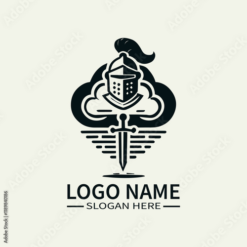 Knight Cloud Racer Logo Design, Sky Knight Racing Logo, Cloud Chaser Knight Logo, Fantasy Racing Knight Logo, Medieval Racing Logo photo