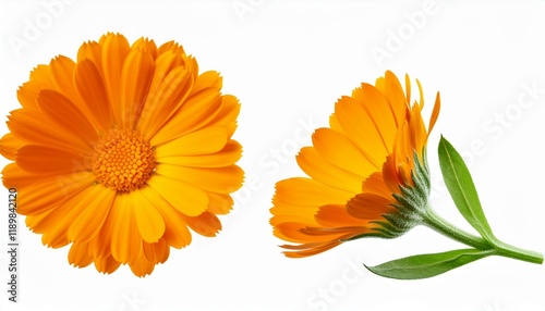 calendula officinalis flower isolated on white or transparent background marigold medicinal photo