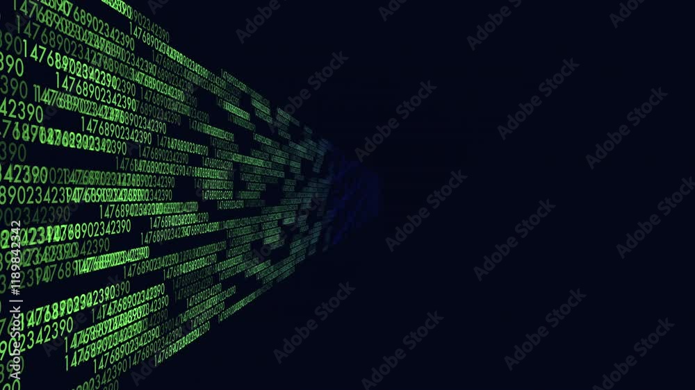 A stunning visual representation of binary code used in computer programming, showing the power of zeros and ones in storing data and executing commands in a computer's memory system
