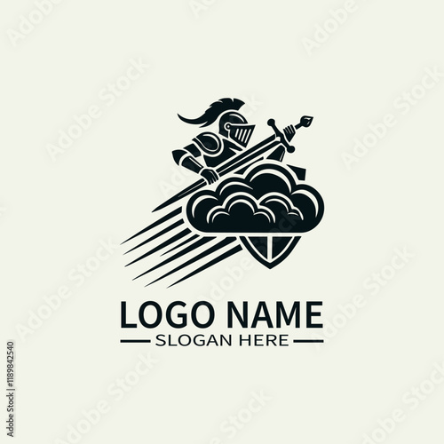Knight Cloud Racer Logo Design, Sky Knight Racing Logo, Cloud Chaser Knight Logo, Fantasy Racing Knight Logo, Medieval Racing Logo