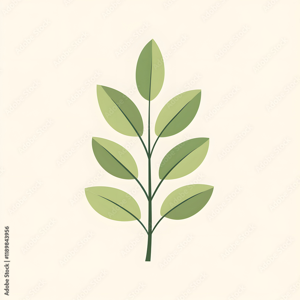 Fototapeta premium Simple 2D Acacia Leaf Logo with Elegant Details