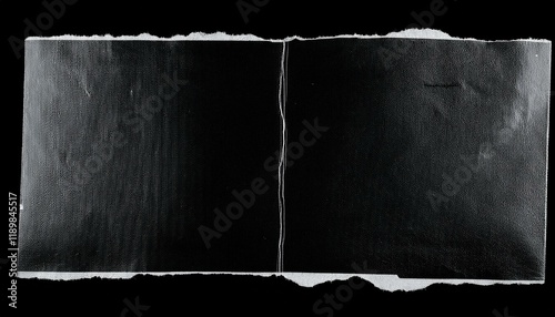 old black empty aged damaged paper cardboard photo card isolated on black real halftone scan photo