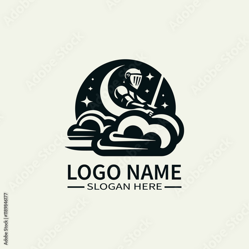 Knight Cloud Racer Logo Design, Sky Knight Racing Logo, Cloud Chaser Knight Logo, Fantasy Racing Knight Logo, Medieval Racing Logo