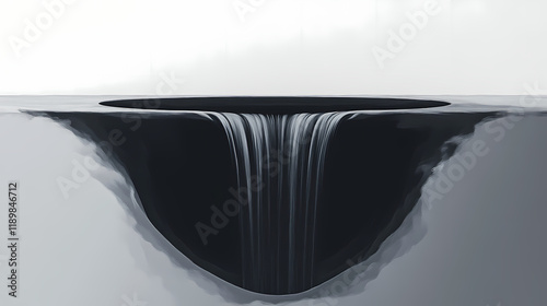 Waterfall falling into funnel. Shadowfall. Illustration photo