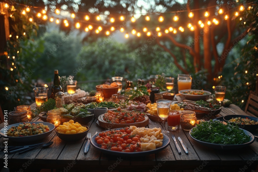 Obraz premium Joyful African Family Gathering for Dinner on Patio