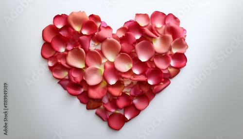 Romantic heart shape made of rose petals.