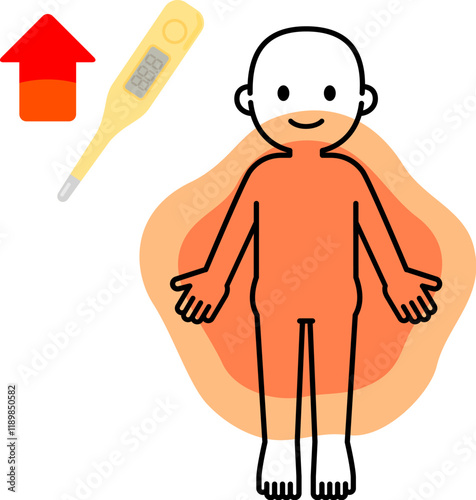 体温が高い人物のデフォルメイラスト