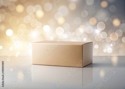 Customizable Rectangular Box Mockup, 75x45x115mm, Product Packaging Design, Bokeh Background, 3D Render, Flat Lay photo