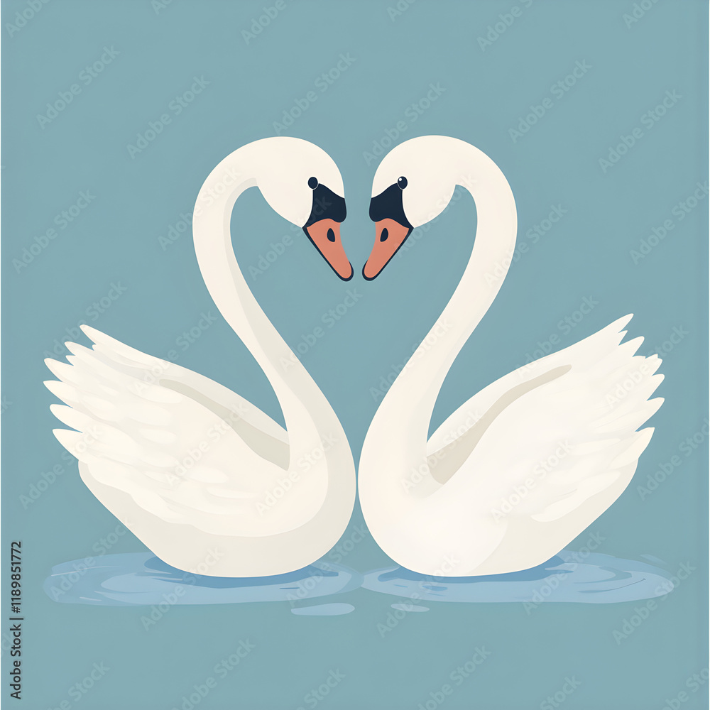 Fototapeta premium A pair of swans with their necks forming a heart