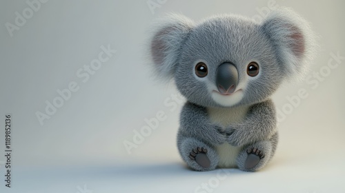 Sitting koala in a plain setting. For kid books, animation, or decoration photo