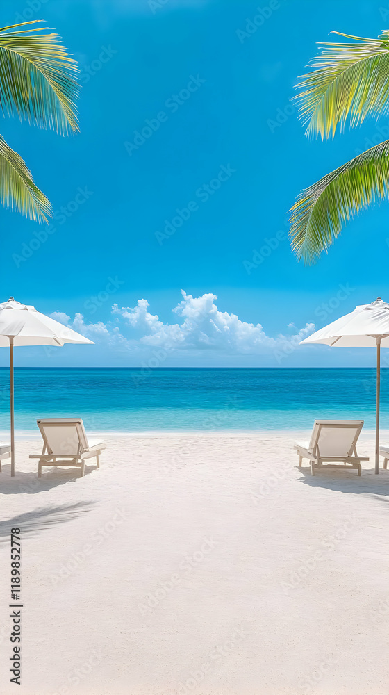 Beach Vacation Idyll: White Sand, Palms Beach Vacation Idyll: White Sand, Palms