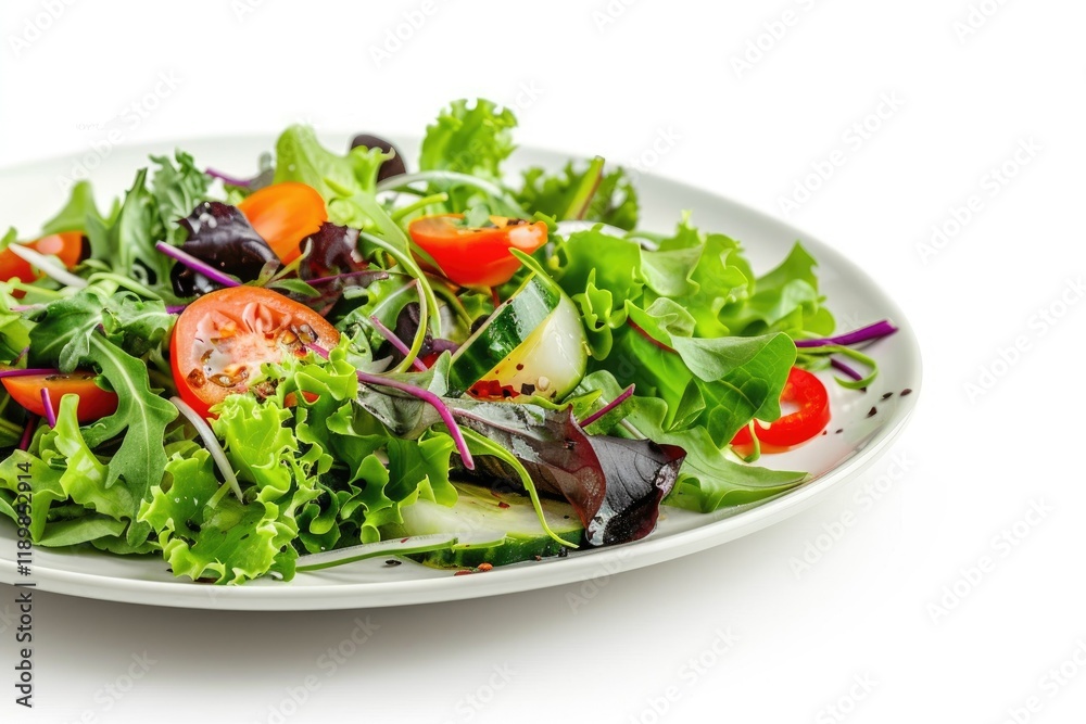 Detailed Visual of Salad in Plate Isolated on White Background Detailed Visual of Salad in Plate Isolated on White Background