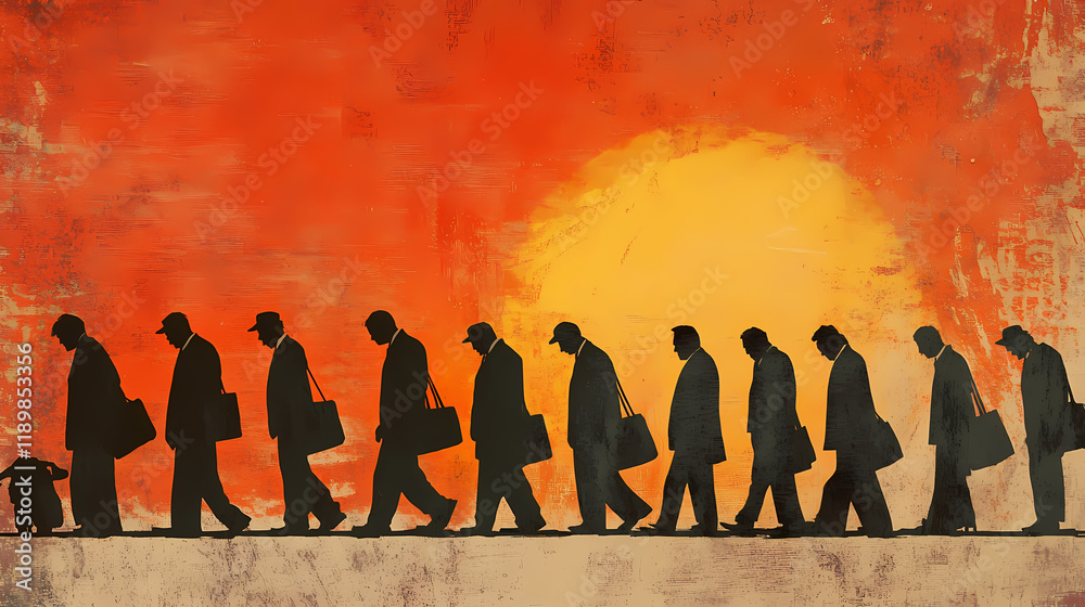 Obraz premium Labour shortages. Shadowfall. Illustration