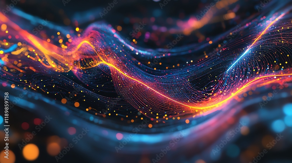 custom made wallpaper toronto digitalColorful Abstract Waves of Light Flow Dynamically in a Dark Space Creating a Mesmerizing Digital Display