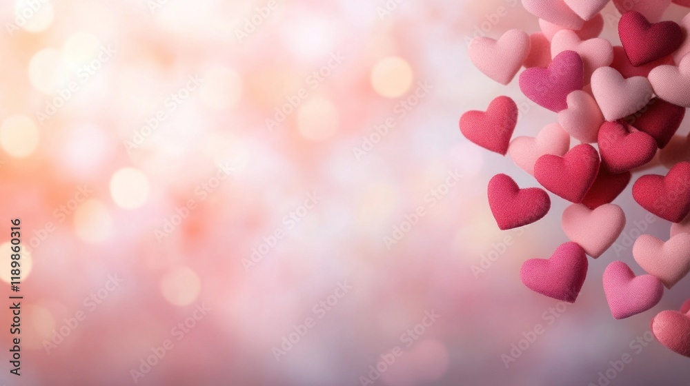 Fototapeta premium Romantic heart shapes floating soft background visual dreamy aesthetic concept