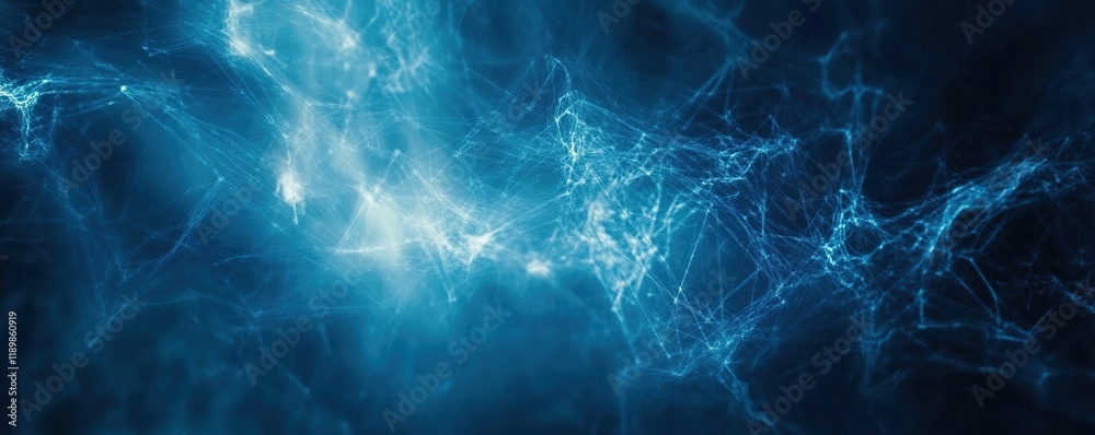 Fototapeta premium Exploring Intricate Network Structures: Digital Web, Connections, and Nodes, Glowing Brightly in the Dark