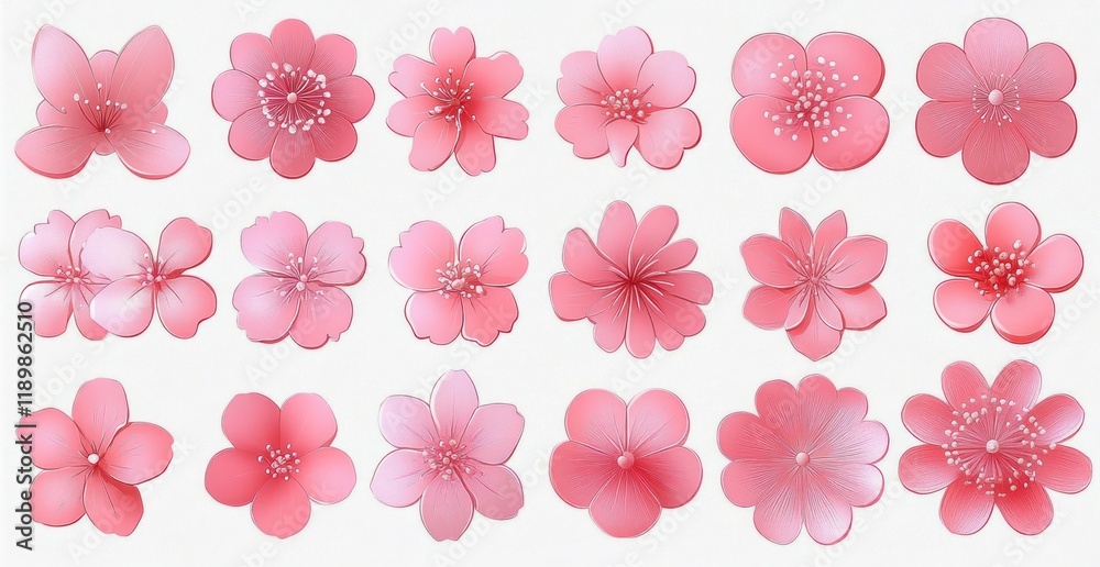 Cherry Blossom Illustration Flat Design Spring Flowers Nature Vector Decoration Cherry Blossom Illustration Flat Design Spring Flowers Nature Vector Decoration