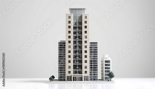 Architectural Model of Modern High-Rise Building - Real Estate Development Concept