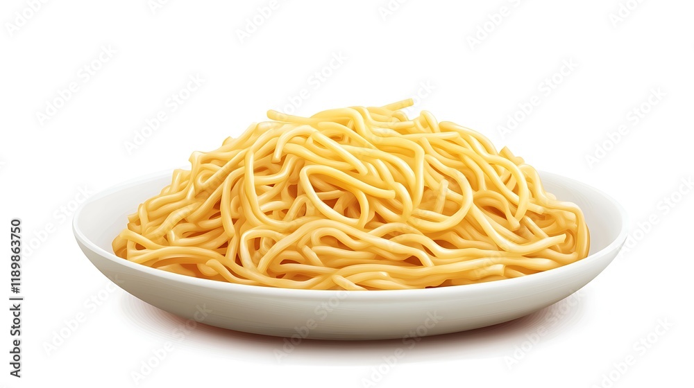 Plate of delicious chow mein on white background Plate of delicious chow mein on white background