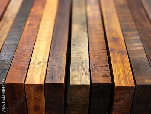 Varied Hardwood Planks Natural Wood Grain Texture Rich Tones photo