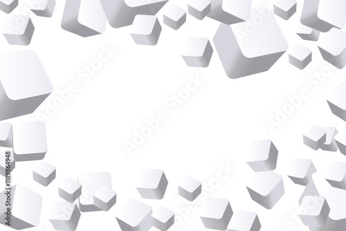 Abstract white cubes on white background.