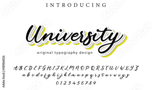 University Font Stylish brush painted an uppercase vector letters, alphabet, typeface