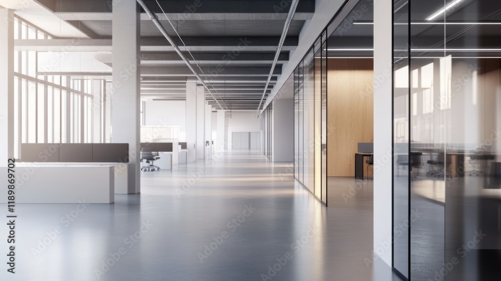 A blurred background of an empty, contemporary office space sets scene for a professional environment with clean lines and modern design A blurred background of an empty, contemporary office space sets scene for a professional environment with clean lines and modern design