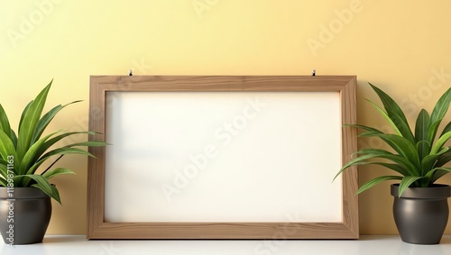 A clean golden hour gradient background offers a blank wooden signage board with ample space for text