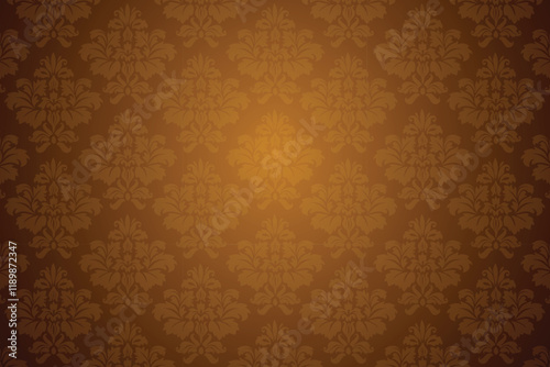 Seamless brown damask pattern background.