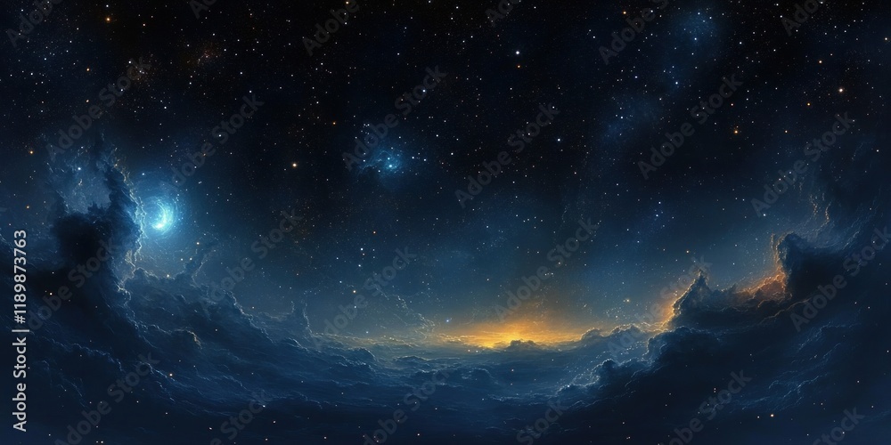 Impressionist Cosmic Scene Starry Sky Nebula Moonlight Swirling Clouds Impressionist Cosmic Scene Starry Sky Nebula Moonlight Swirling Clouds