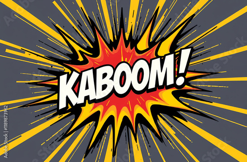 Kaboom! in colorful retro comic style, pop art style