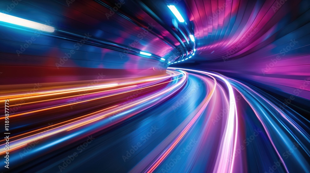 Explore this vivid image of light trails curving through a tunnel, capturing motion and speed with a dynamic blur effect. Perfect for artistic and futuristic themes. Explore this vivid image of light trails curving through a tunnel, capturing motion and speed with a dynamic blur effect. Perfect for artistic and futuristic themes.