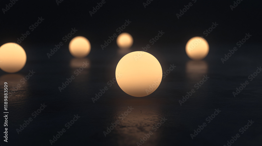 Abstract glowing spheres floating in a dark ambient space.