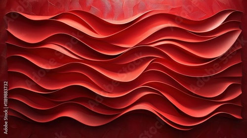 Dynamic Red Waves Wall Art Design