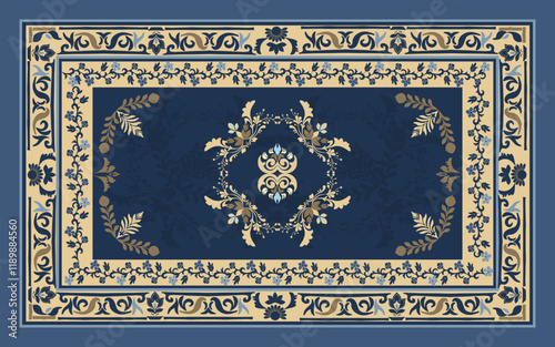 Chinese Traditional Oriental Carpet Art featuring intricate floral motifs in traditional tones. This elegant design reflects cultural heritage, perfect for decor, textiles, and artistic project