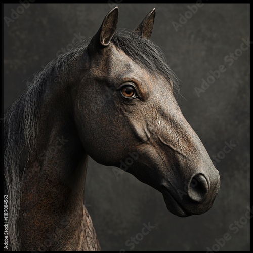 Majestic Dark Horse Portrait: A Digital Painting photo