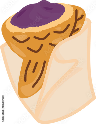 Illustration of Wrapped Taiyaki with Taro Filling