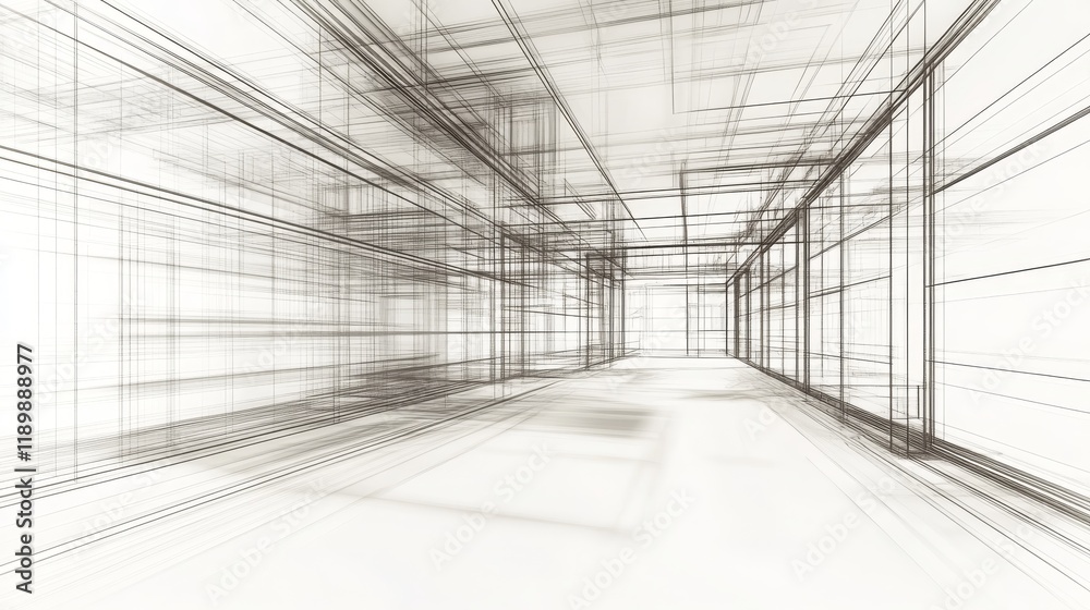 Abstract 3D Architectural Framework Illustration Depicting Complex Lines and Shapes in a Minimalist Space with Depth and Perspective for Modern Design Concepts Abstract 3D Architectural Framework Illustration Depicting Complex Lines and Shapes in a Minimalist Space with Depth and Perspective for Modern Design Concepts