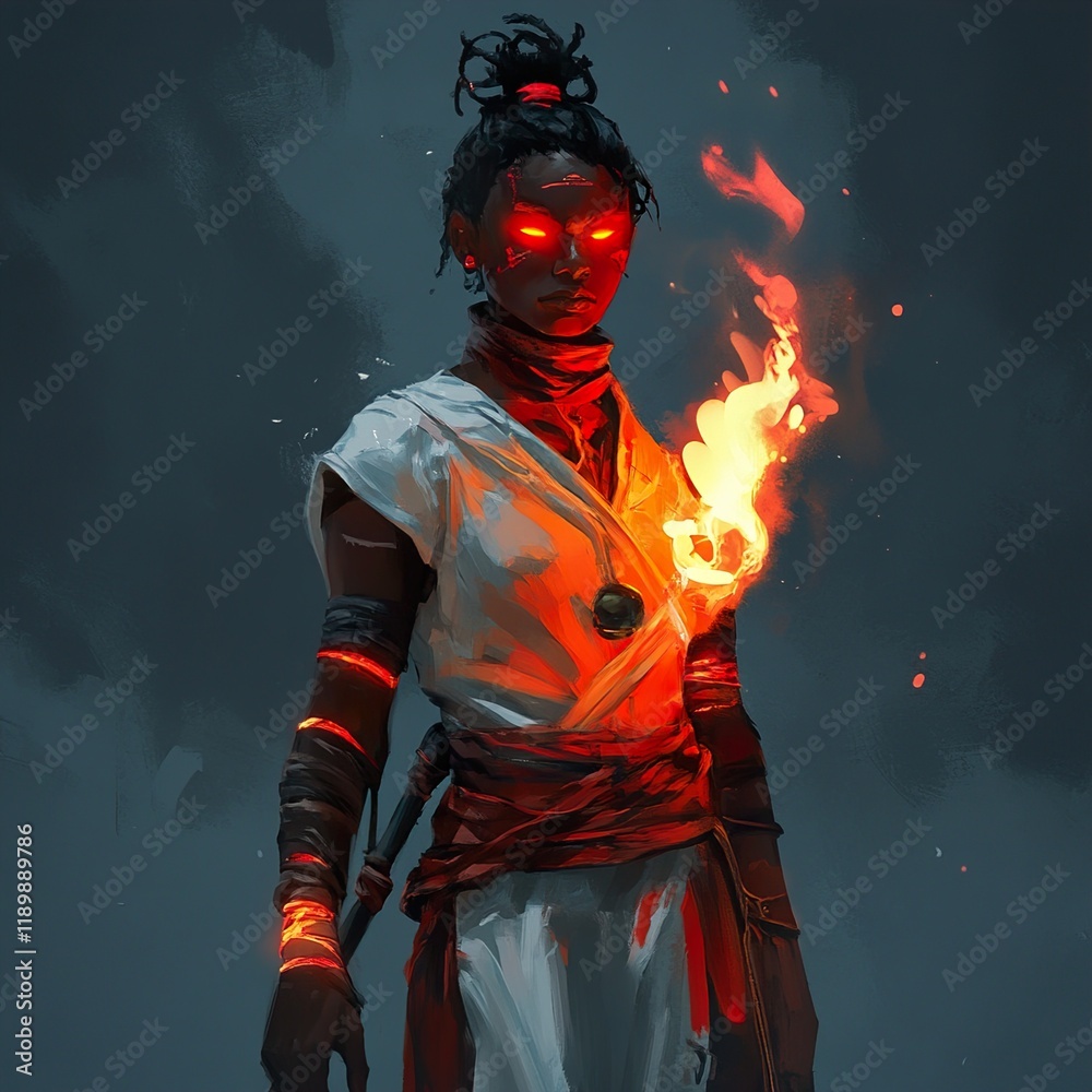 Fototapeta premium Fiery Woman: A Fantasy Digital Painting