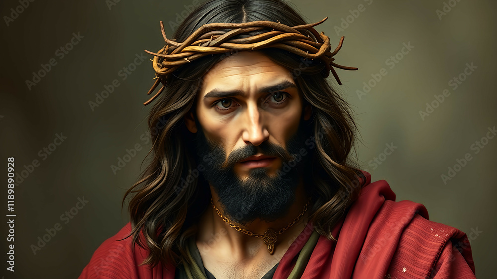 Jesus Christ with crown of thorns, crucifixion and holy week depiction Jesus Christ with crown of thorns, crucifixion and holy week depiction