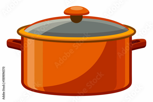 Beautiful empty ceramic cooking pot on white background vector art illustration