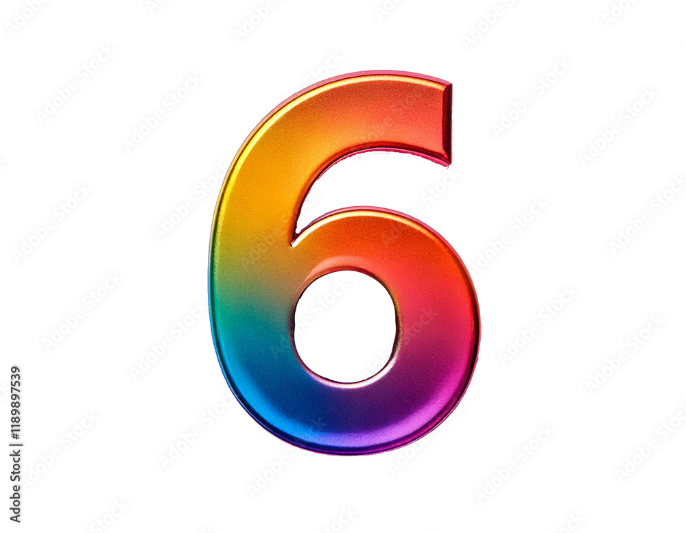 Colorful metallic number isolated on transparent background Colorful metallic number isolated on transparent background