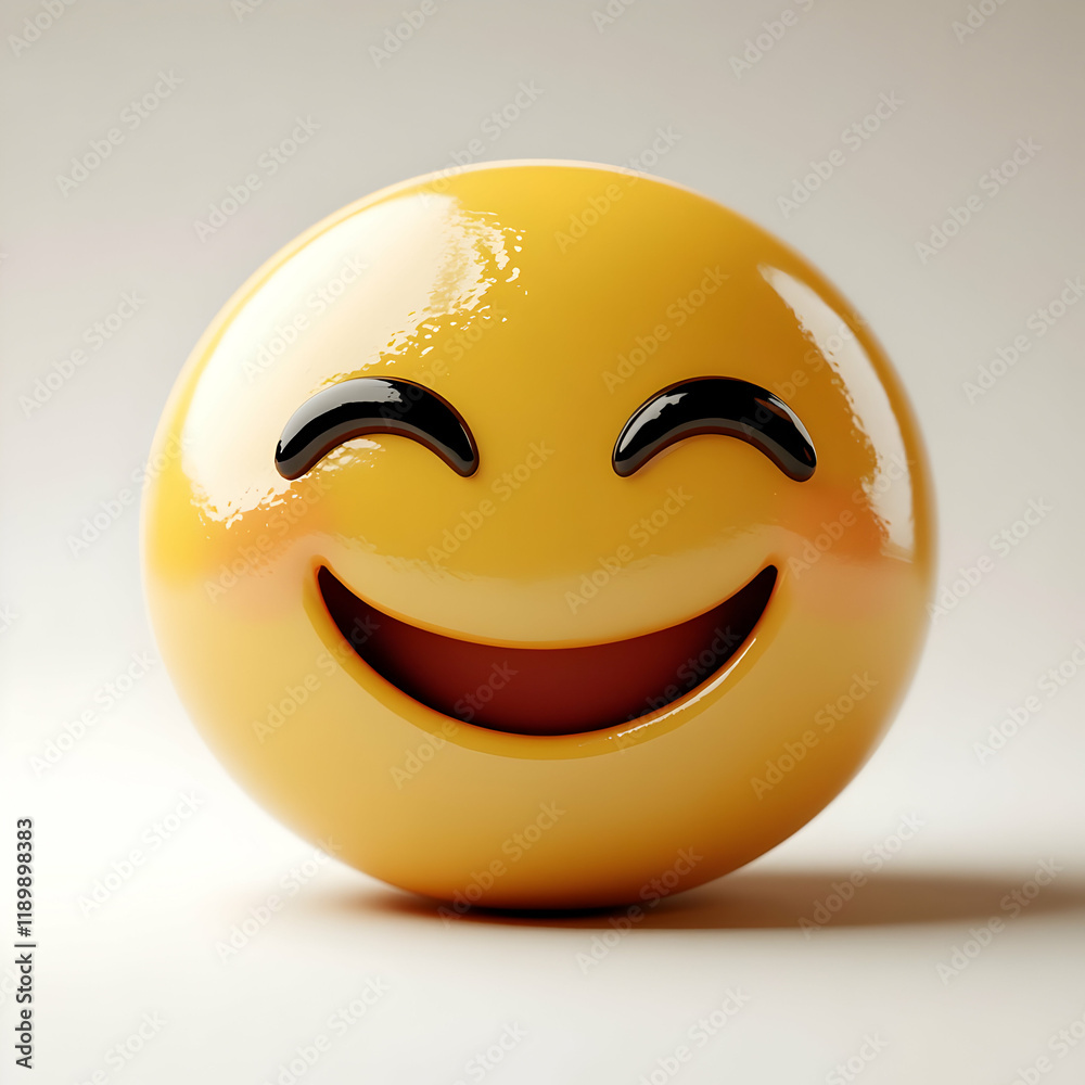 Fototapeta premium 3D Render Happy Emoticon Illustration