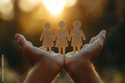 Hands Holding Family Diversity in Care and Support for Elderly and Disabled in Wellness and Rehabilitation