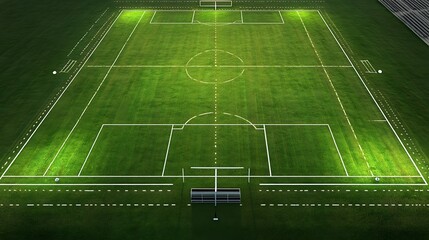 Rideaux Stade Soccer Field at Night with White Markings and Spotlights  © SANDJAYA