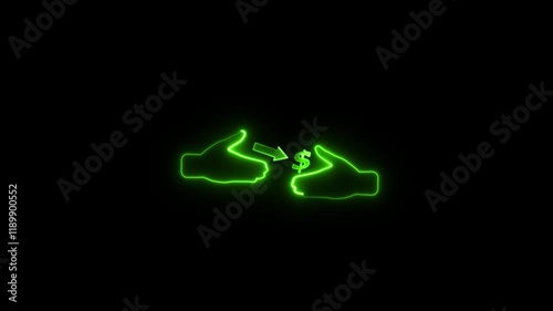 neon light purchase icon animation video. money transaction concept