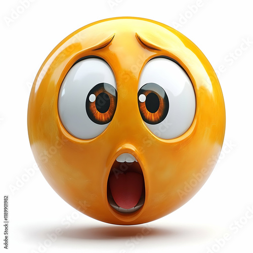 3D Emoticon Illustration Shocked Face